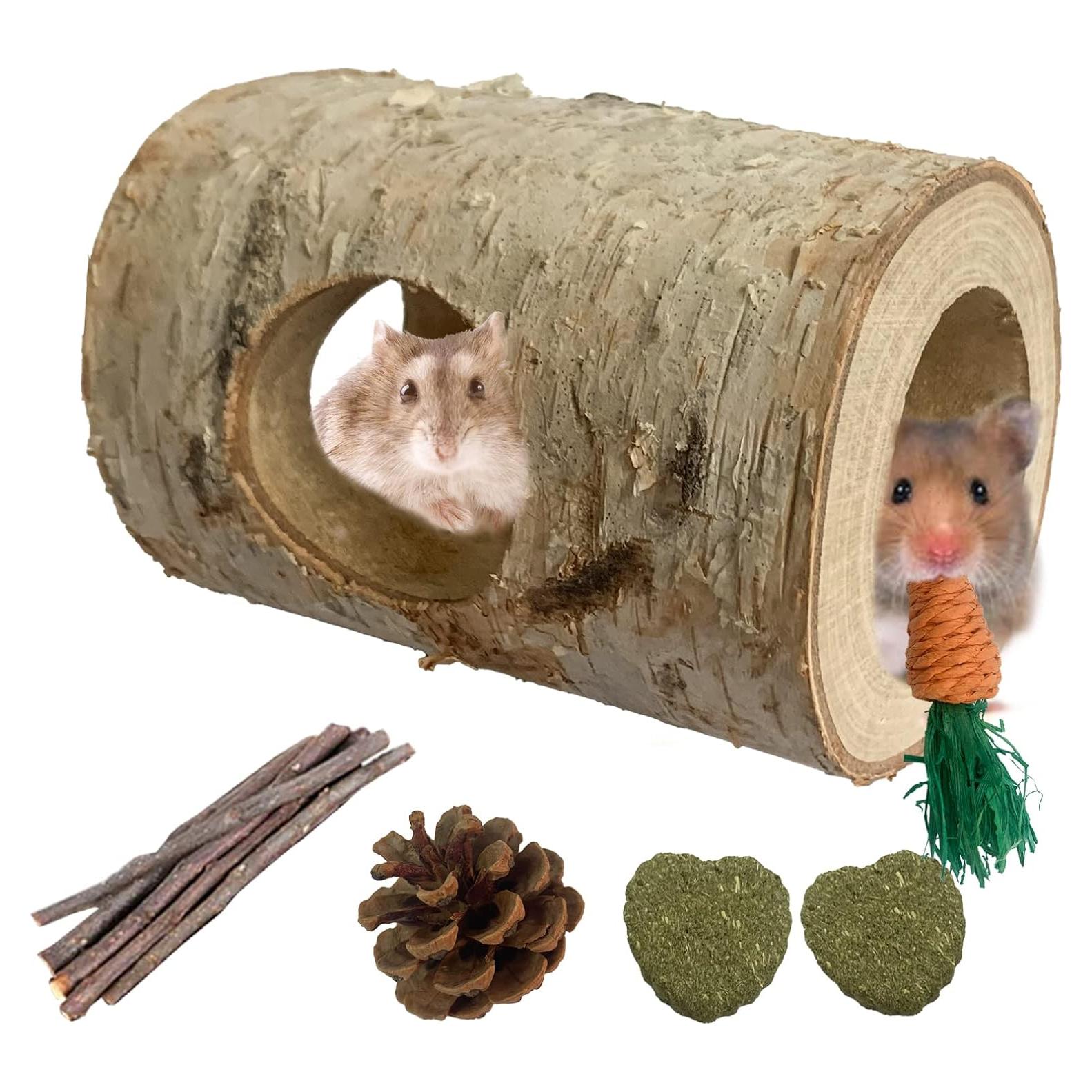 Túnel de Madera Natural para Hámster MUYG - 10 Pcs, 12 cm