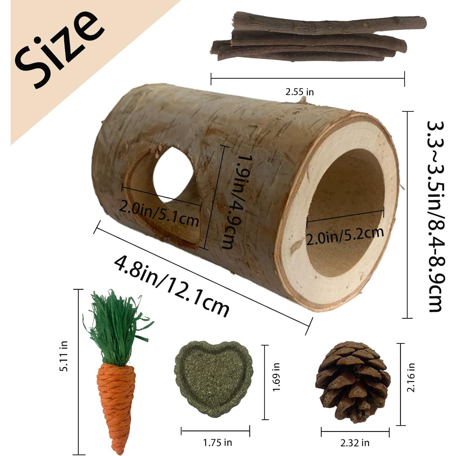 Túnel de Madera Natural para Hámster MUYG - 10 Pcs, 12 cm