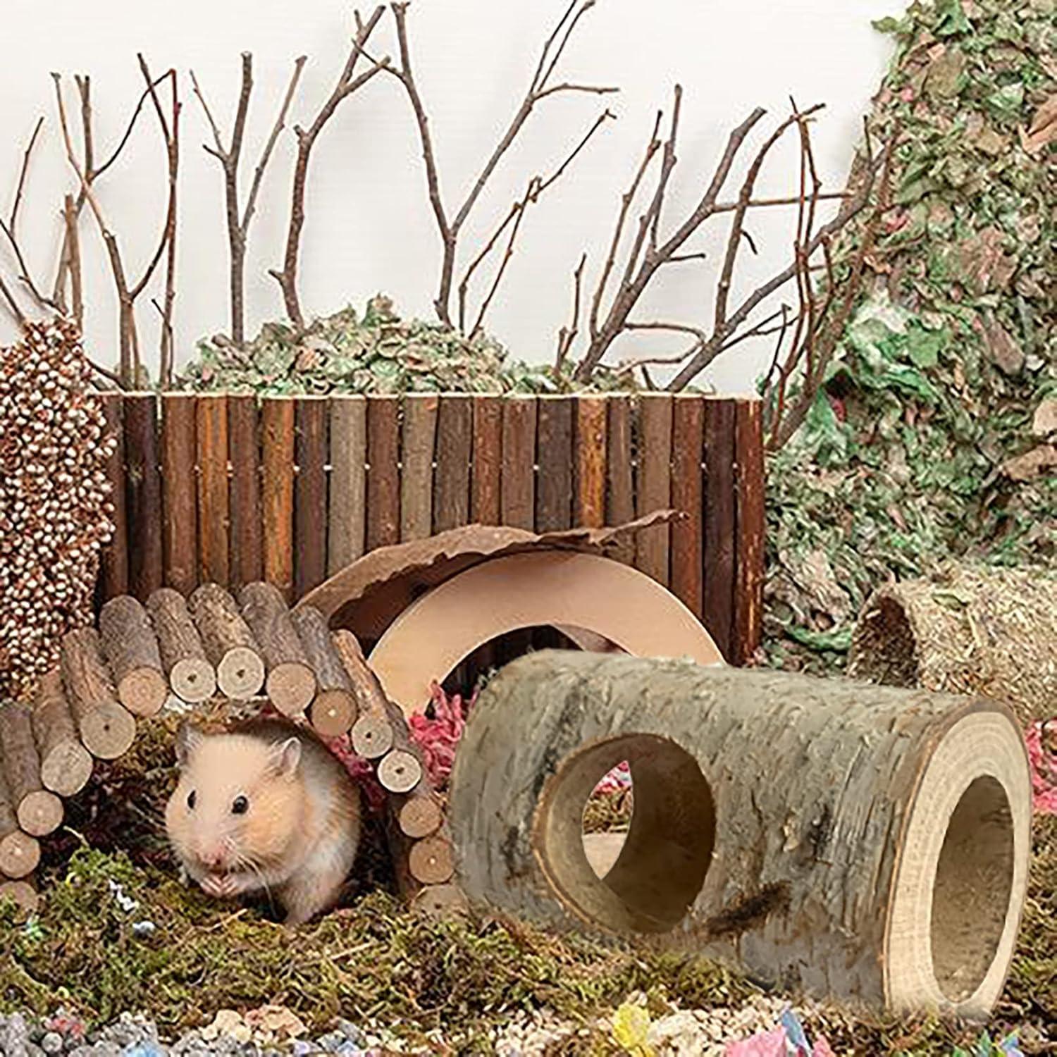 Túnel de Madera Natural para Hámster MUYG - 10 Pcs, 12 cm