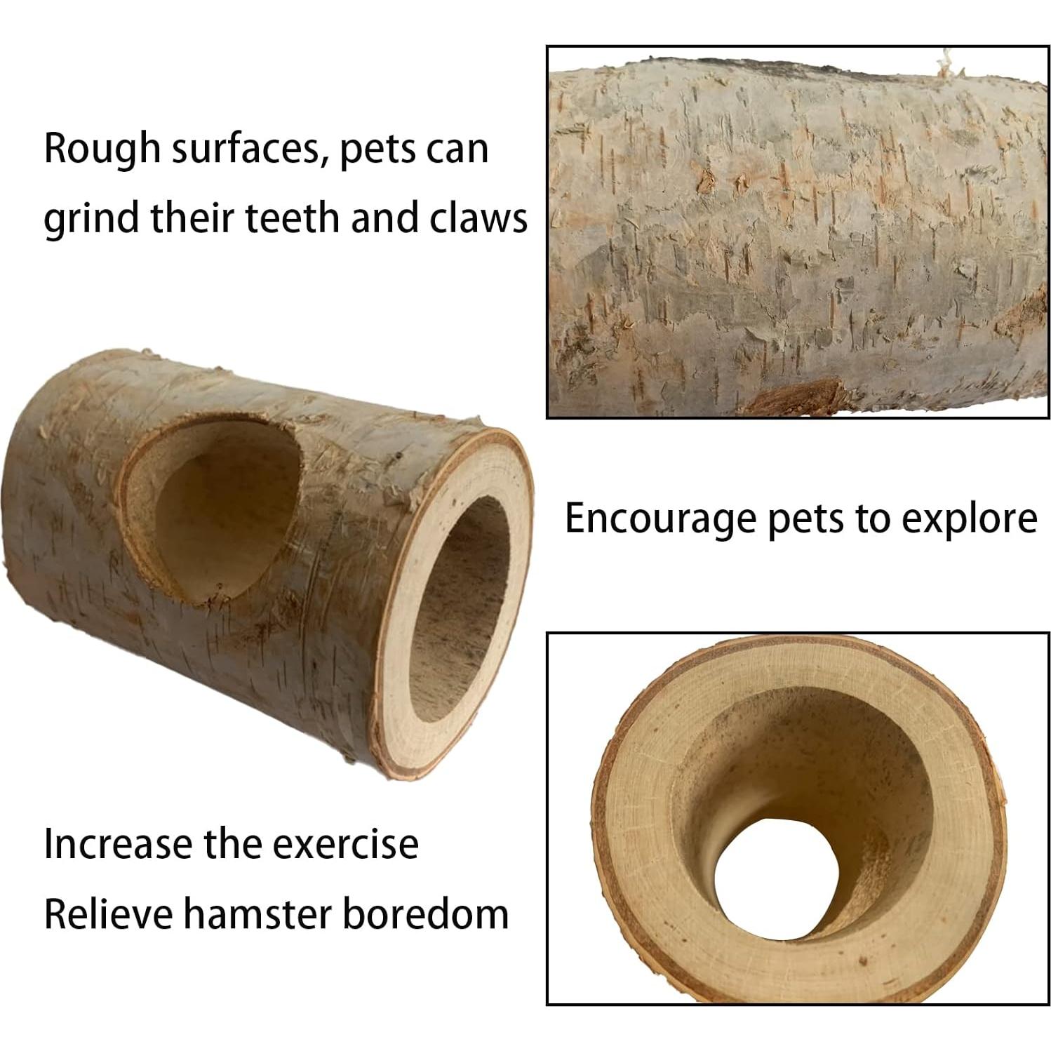 Túnel de Madera Natural para Hámster MUYG - 10 Pcs, 12 cm