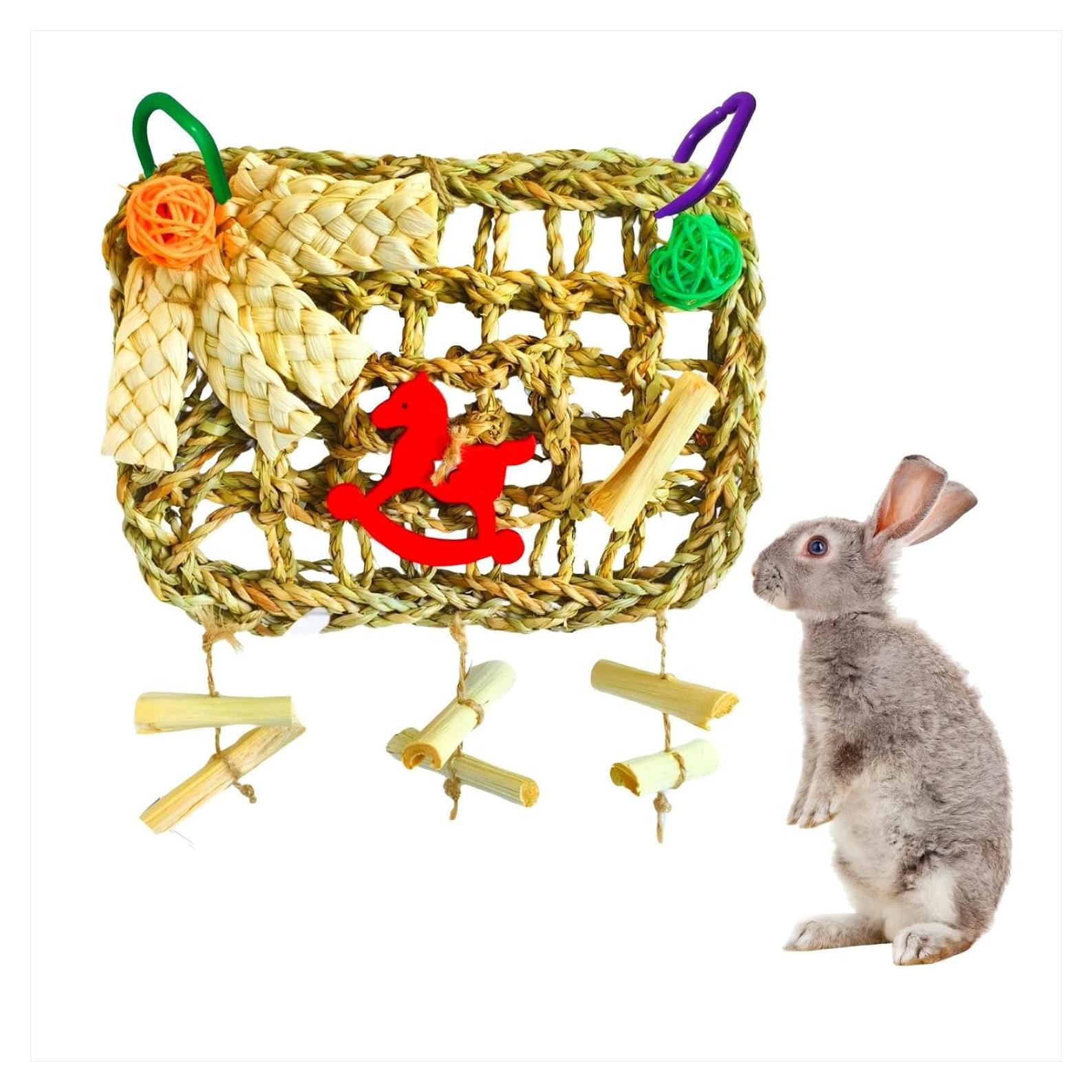 Juguete de Masticar Colgante para Conejos XLpeixin 20cm Natural