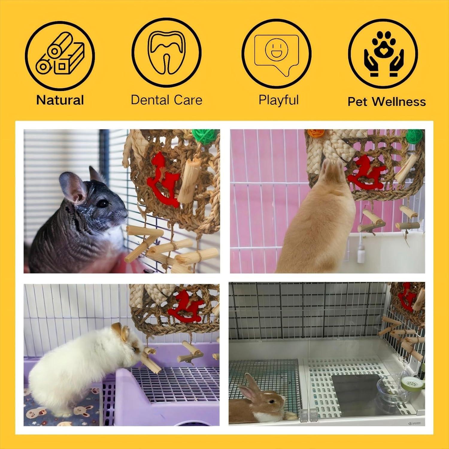 Juguete de Masticar Colgante para Conejos XLpeixin 20cm Natural