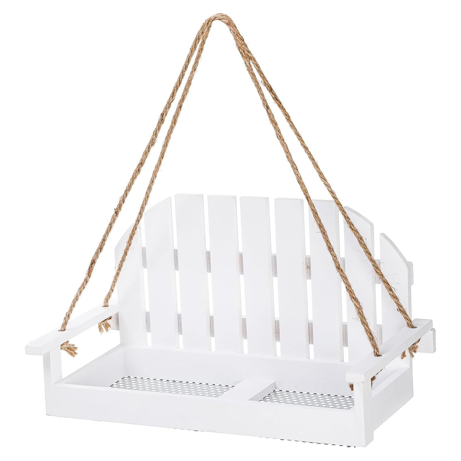 Comedero para Aves Frcctre de Madera Colgante Blanco 38.1x19.7cm
