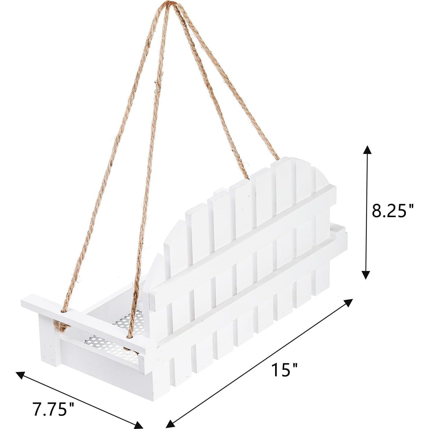 Comedero para Aves Frcctre de Madera Colgante Blanco 38.1x19.7cm