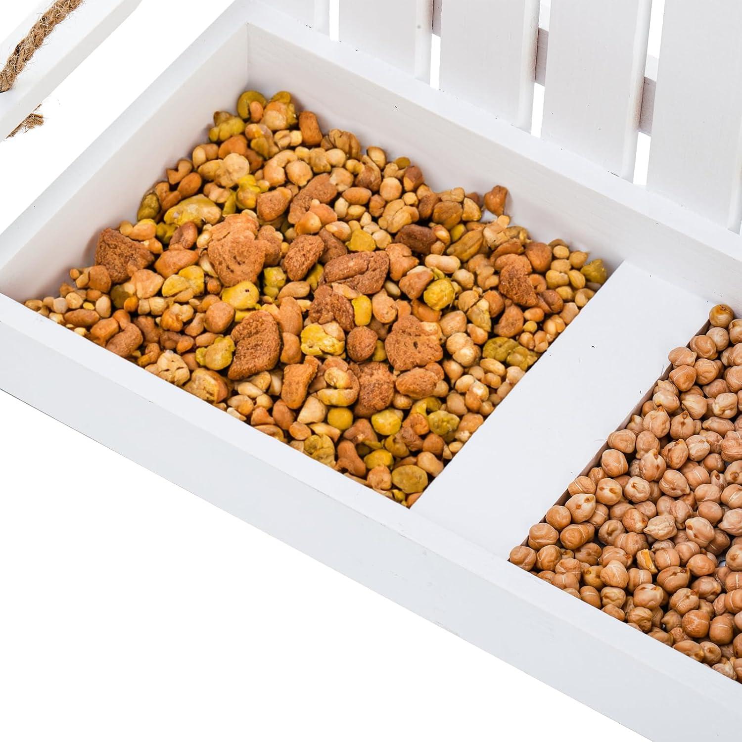 Comedero para Aves Frcctre de Madera Colgante Blanco 38.1x19.7cm