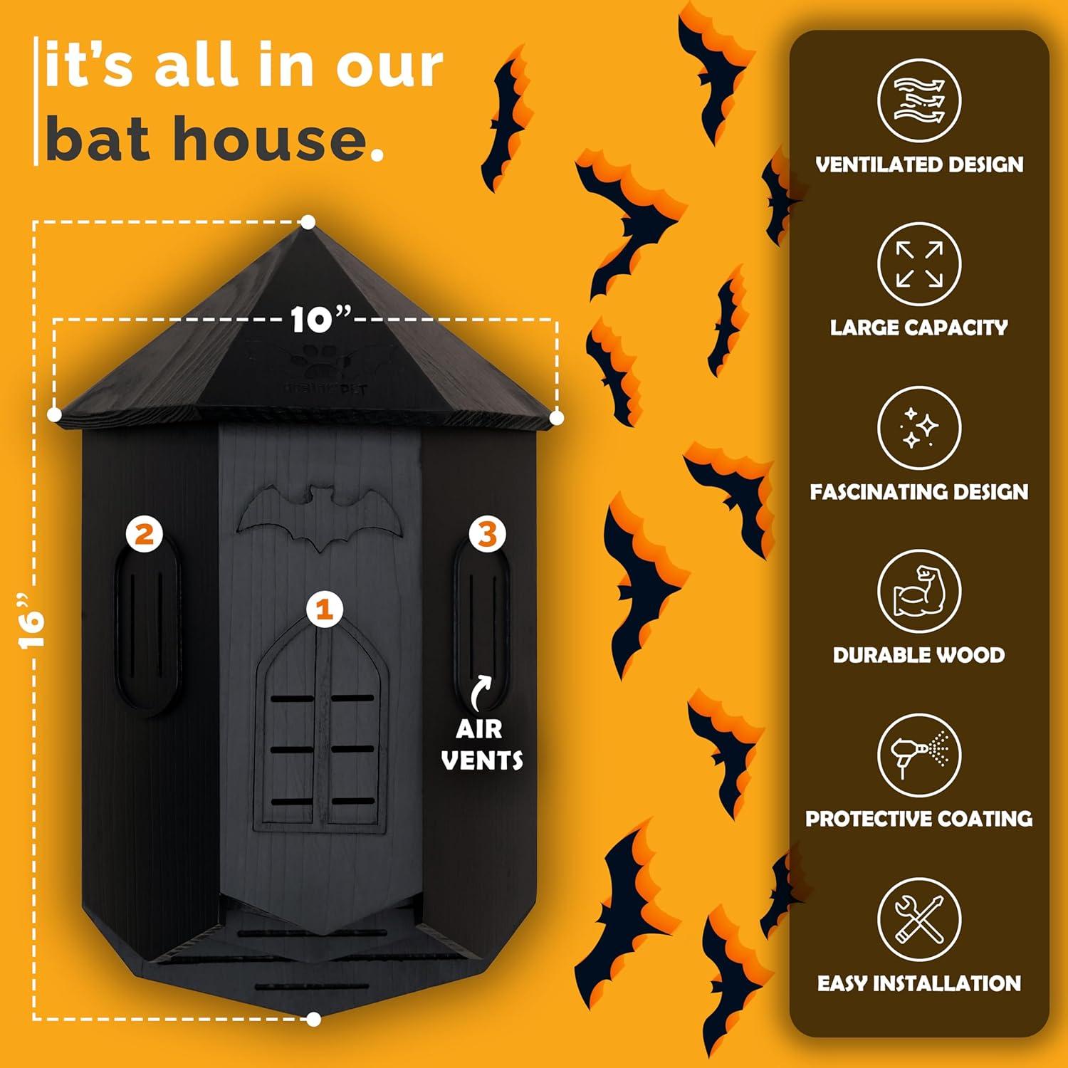 Casa para Murciélagos de Madera de Cedro Premium 40.6x25.4cm