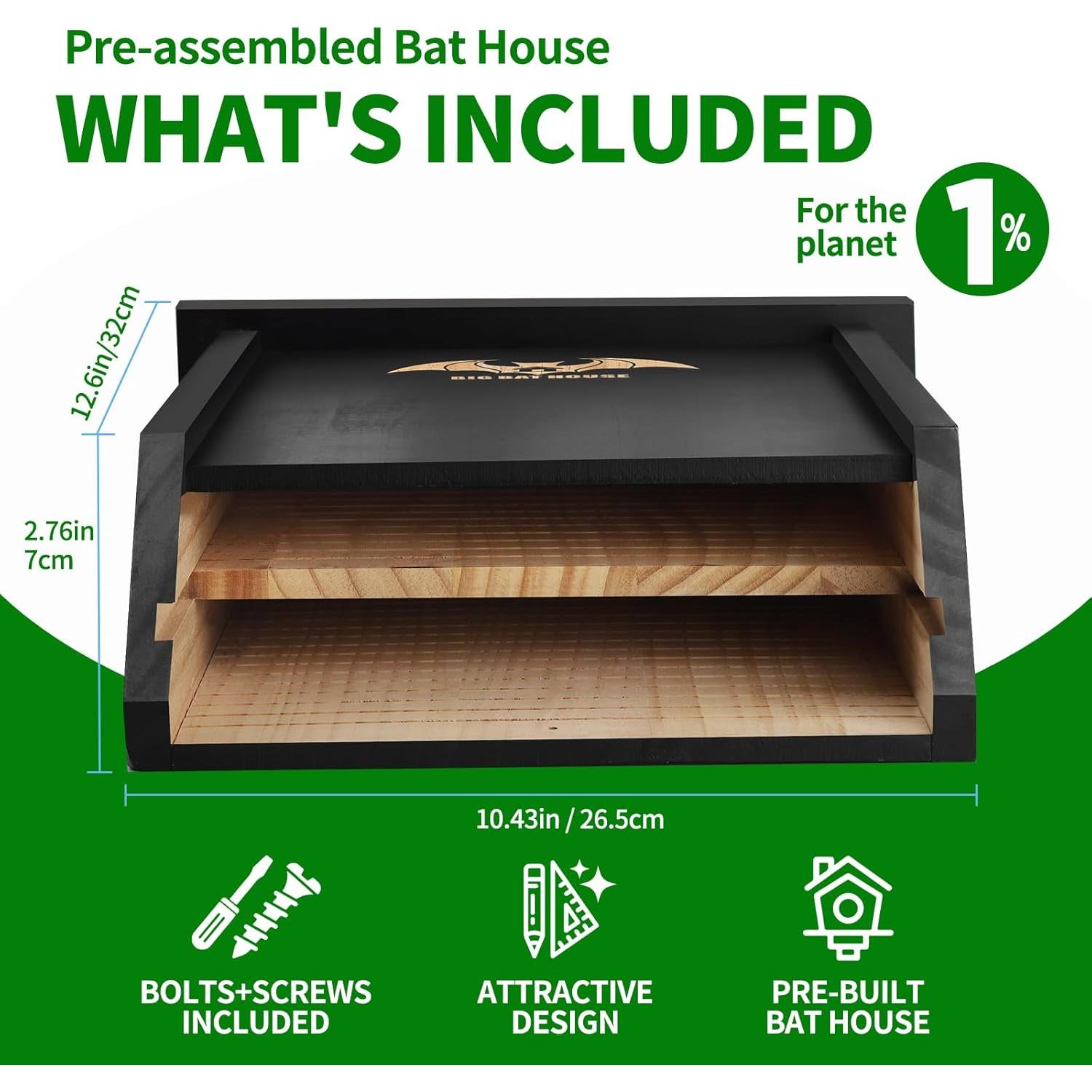 Casa de Murciélagos MINCORD Doble Cámara 10x30x38 cm