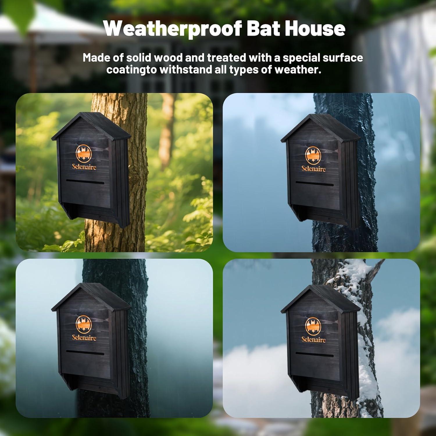 Casa para Murciélagos Triple Cámara Selenaire - Madera Resistente