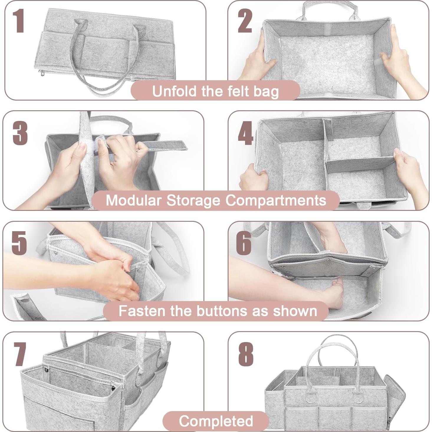 Cesta de Almacenamiento para Pañales Yuemonzki Gris 12L