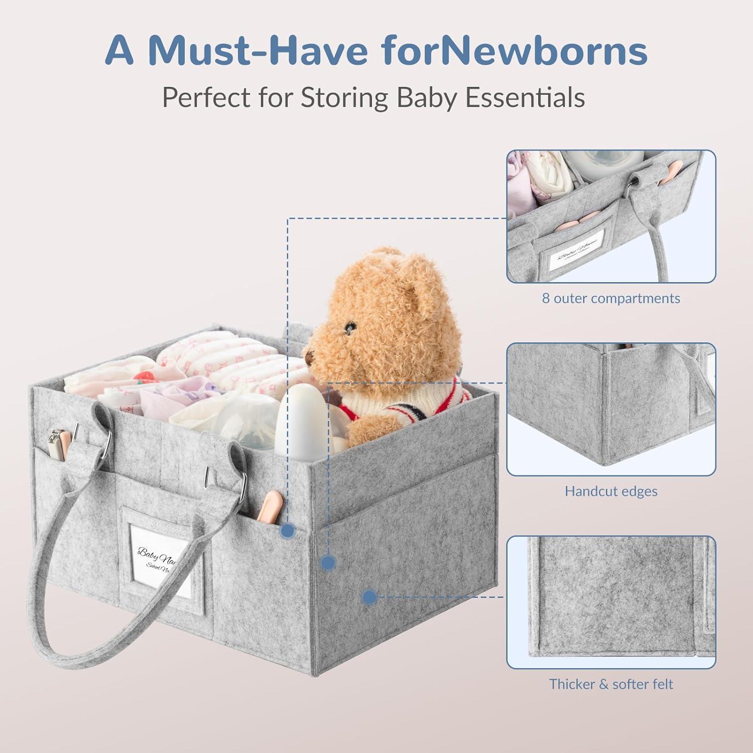 Organizador de Pañales PaoveFor Gris 30x16x23 cm Multifuncional