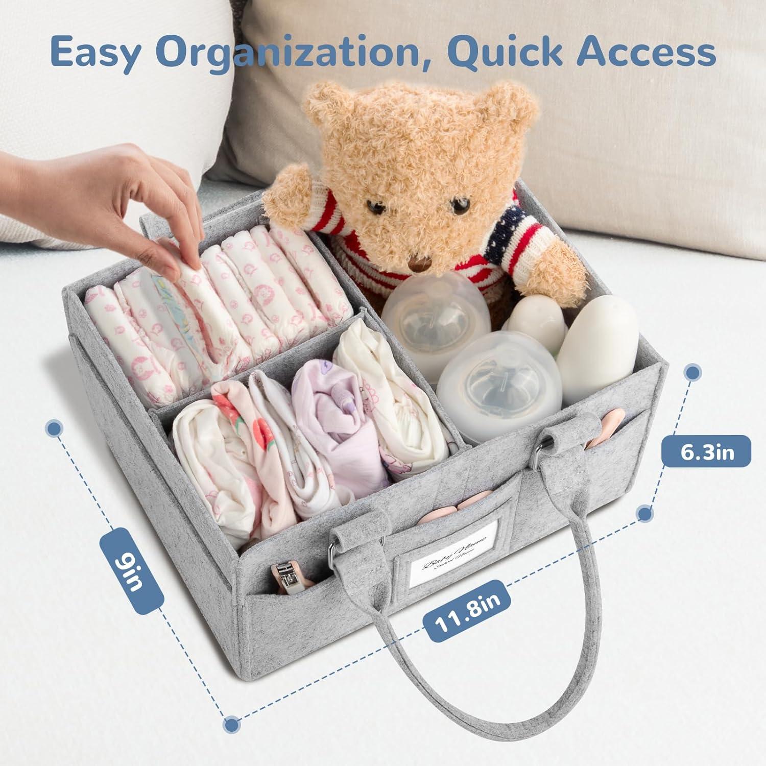 Organizador de Pañales PaoveFor Gris 30x16x23 cm Multifuncional