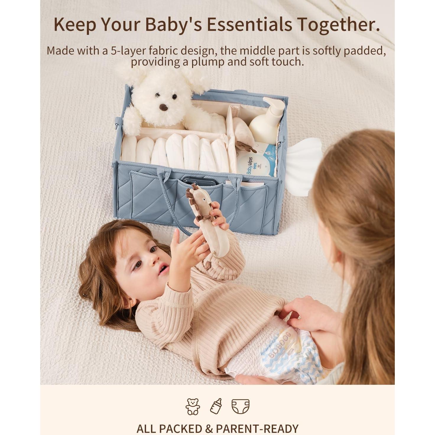 Cesta de Pañales VKSAO Azul con Correa Ajustable 15L