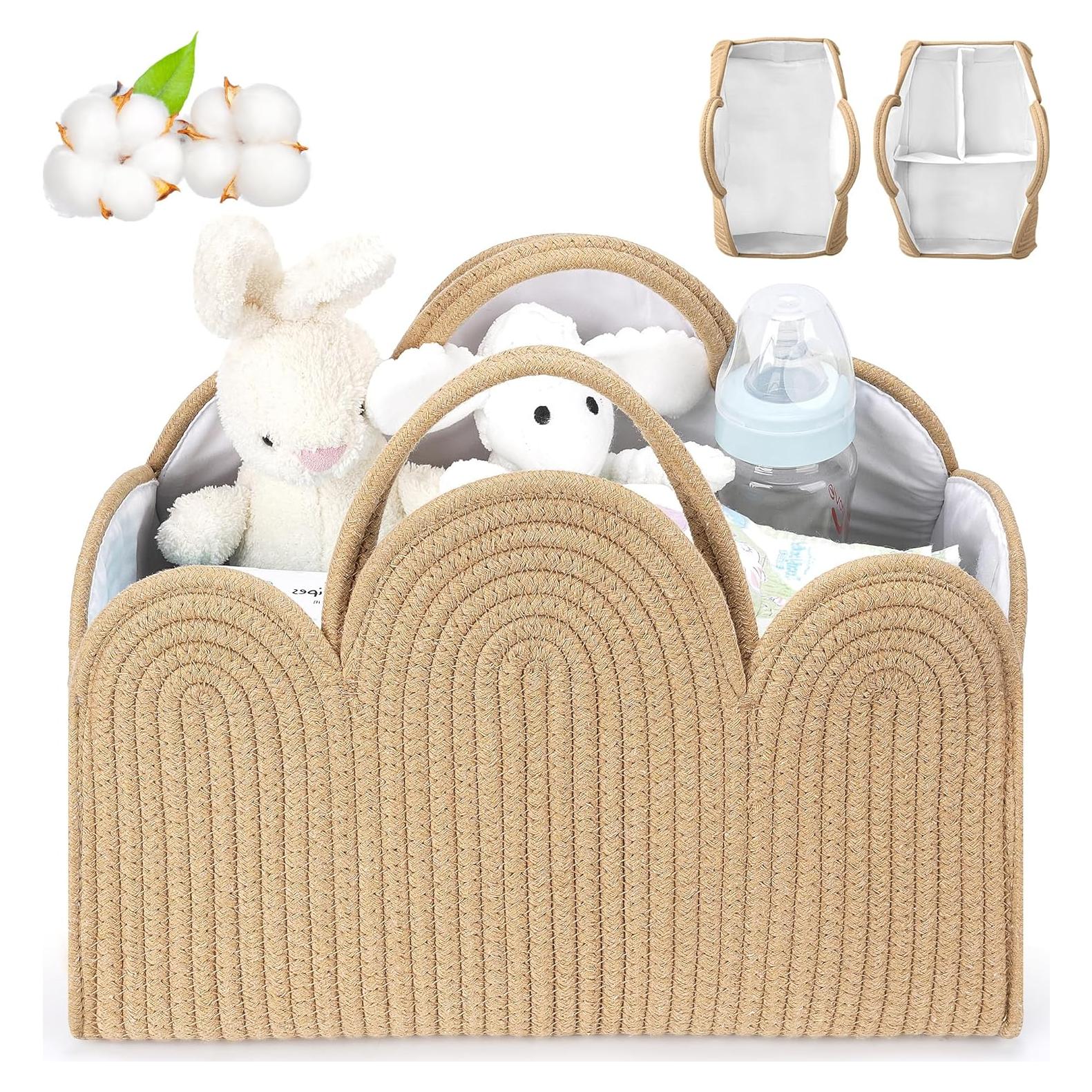 Organizador de Pañales Maxuni CT01 - Cesta de Algodón Nubes Marrón