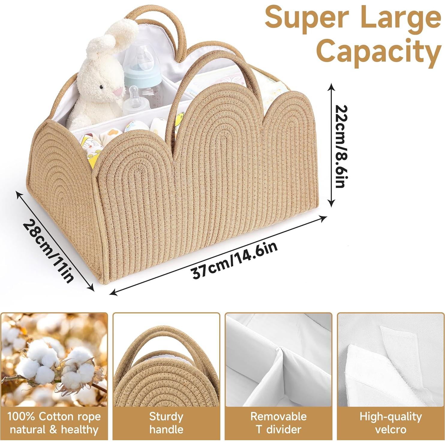 Organizador de Pañales Maxuni CT01 - Cesta de Algodón Nubes Marrón