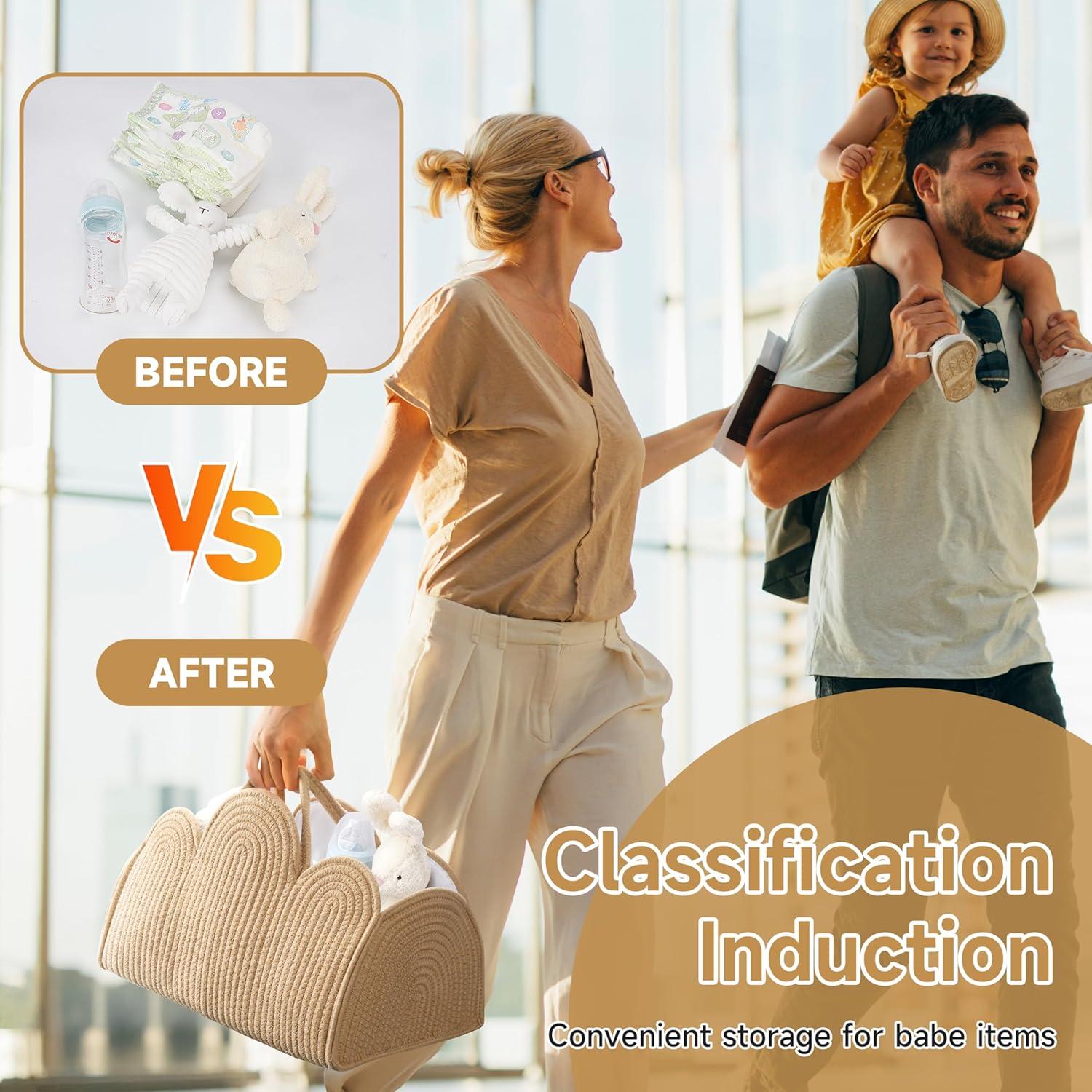 Organizador de Pañales Maxuni CT01 - Cesta de Algodón Nubes Marrón