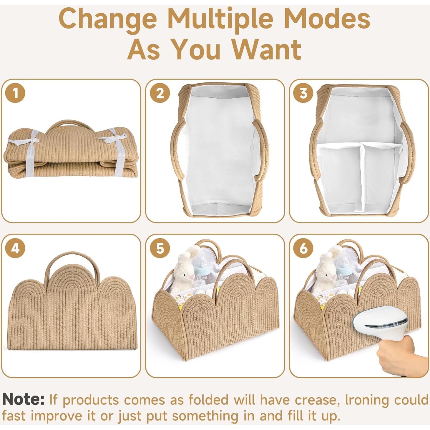 Organizador de Pañales Maxuni CT01 - Cesta de Algodón Nubes Marrón