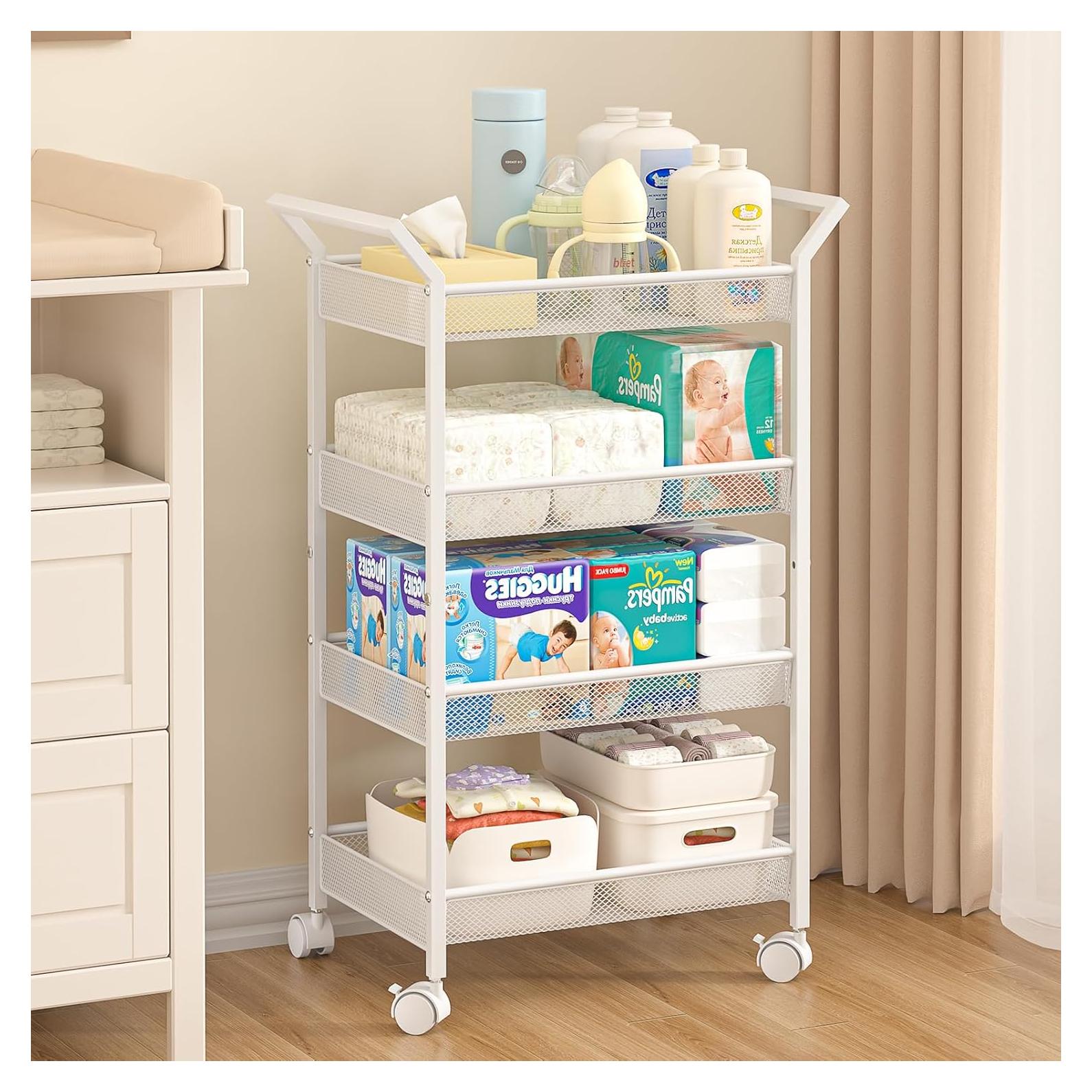 Carro Organizador de Pañales 3IngSeagulls Blanco 4 Niveles