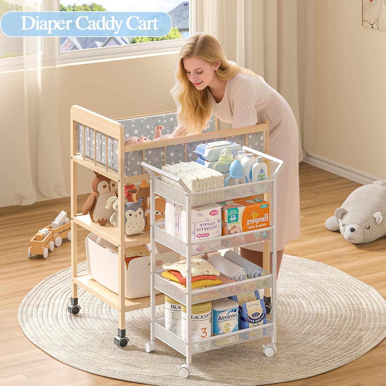 Carro Organizador de Pañales 3IngSeagulls Blanco 4 Niveles