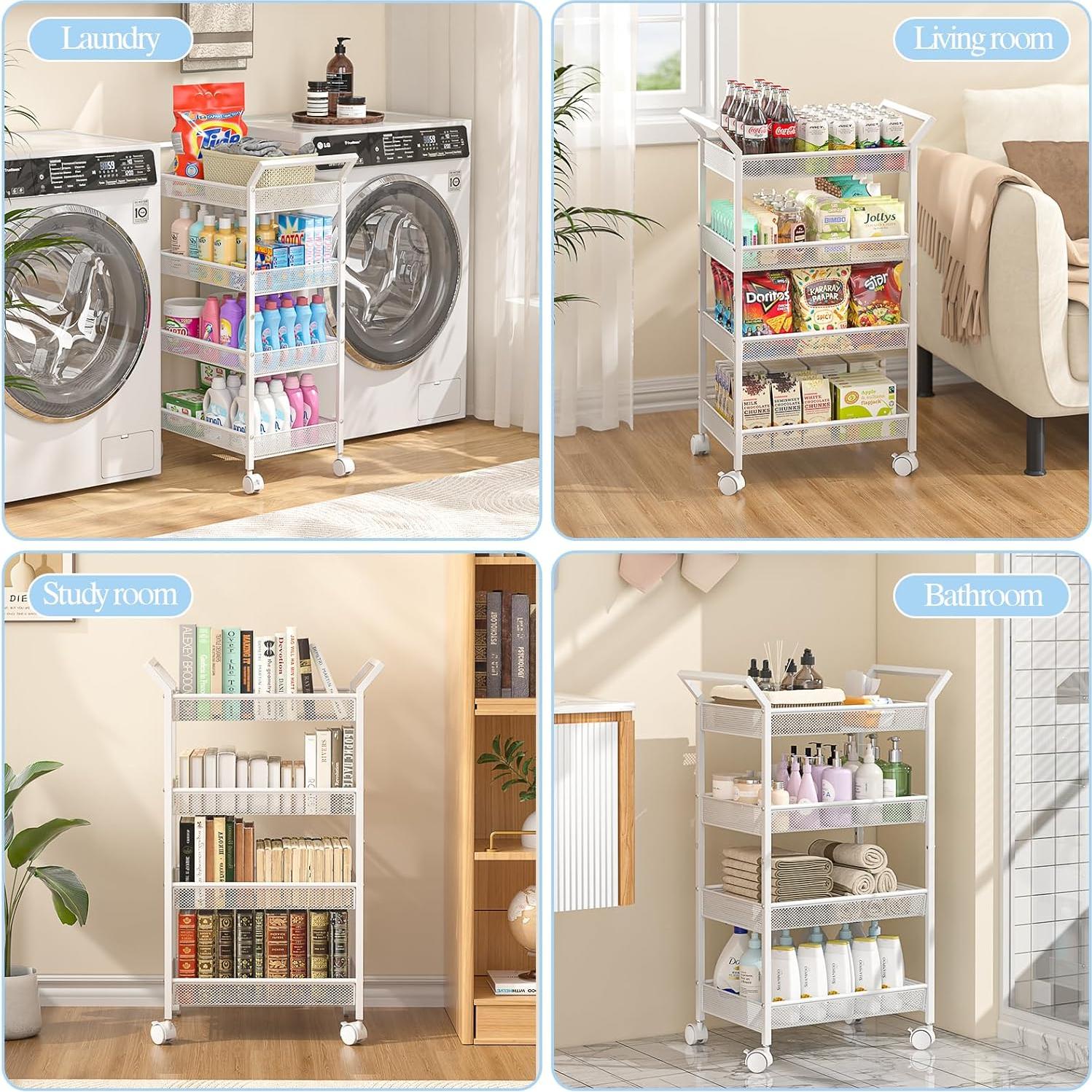 Carro Organizador de Pañales 3IngSeagulls Blanco 4 Niveles