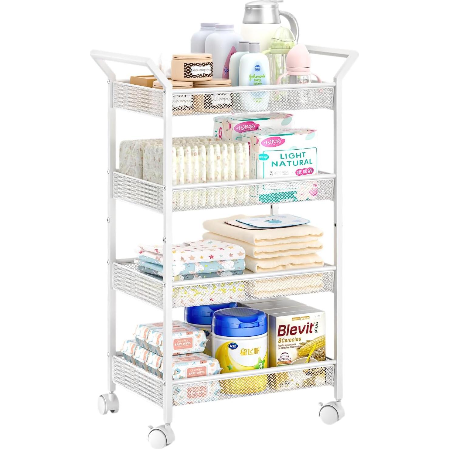 Carro Organizador de Pañales 3IngSeagulls Blanco 4 Niveles