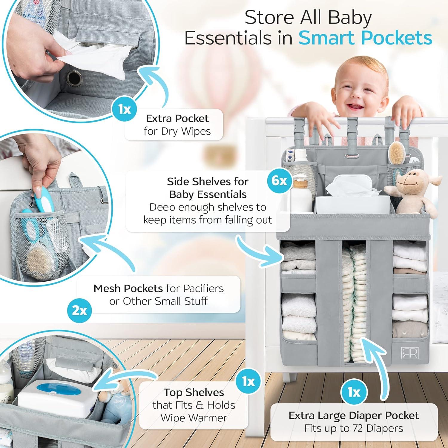 Organizador de Pañales Colgante Royal Rusu - Extra Grande Gris