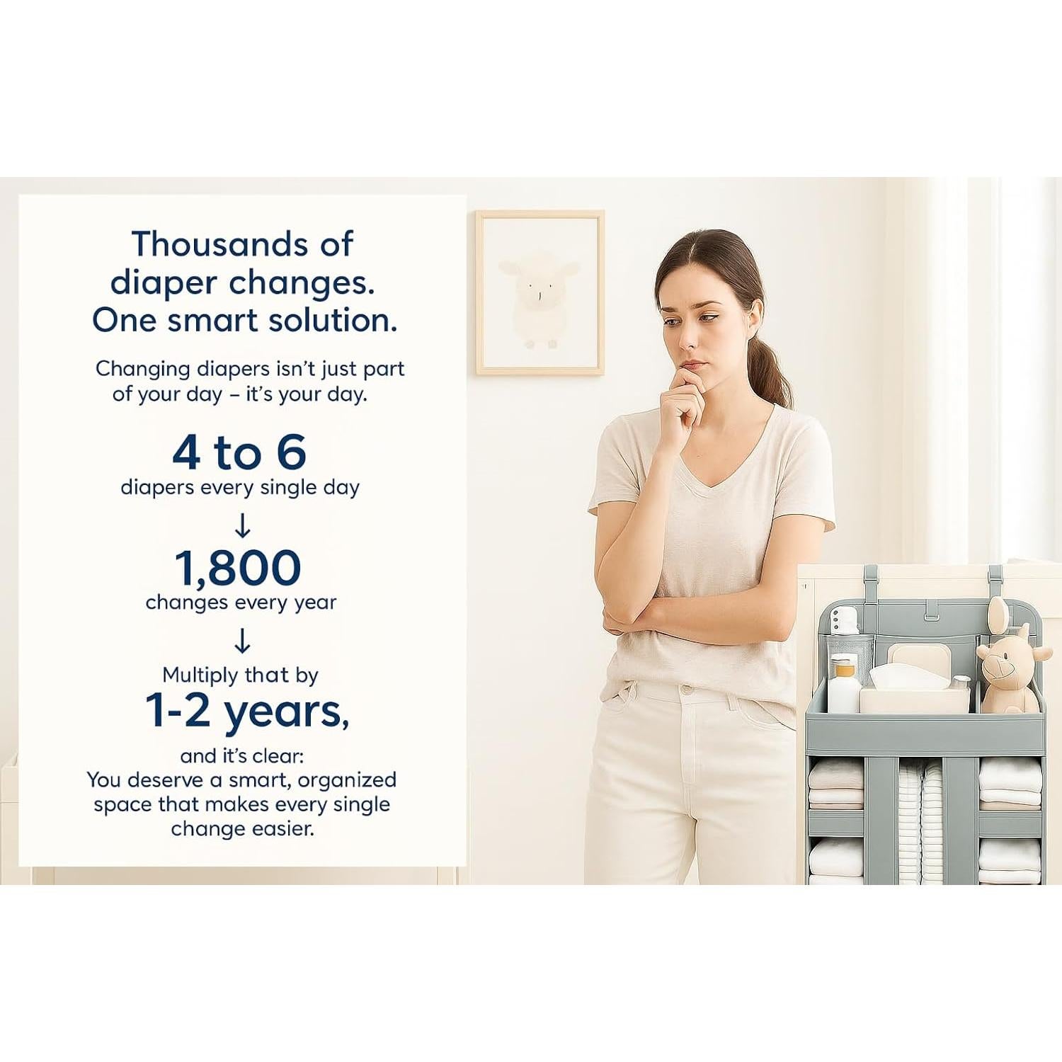 Organizador de Pañales Colgante Royal Rusu - Extra Grande Gris