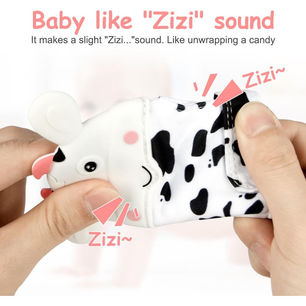 2 Mitones de Silicona para Dentición Bebés Vaca Blanca 0-12 Meses