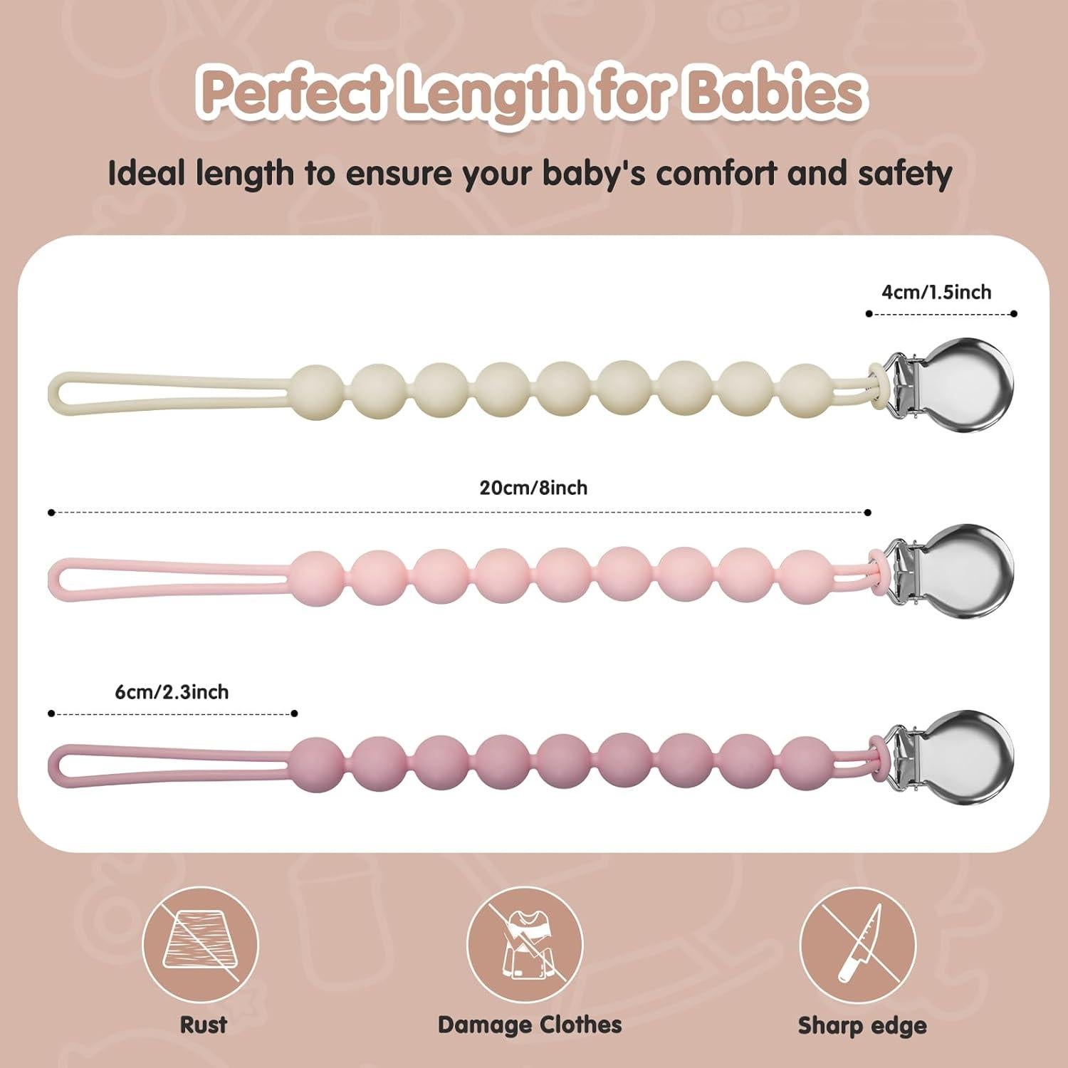 Clip de Chupete de Silicona MAM - 22 cm - Paquete de 4