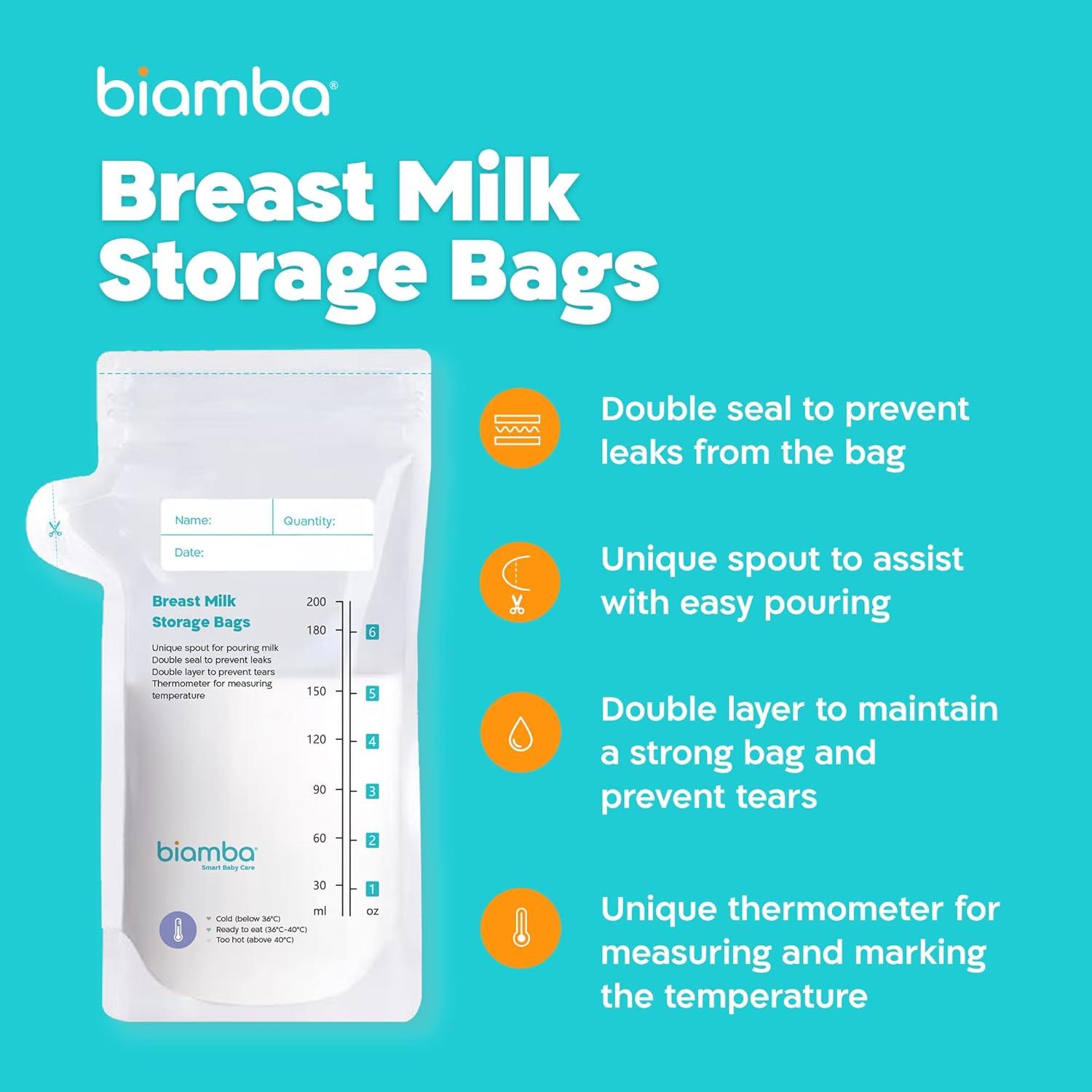 Bolsas de Almacenamiento de Leche Materna Biamba - 50 Piezas, 200ml