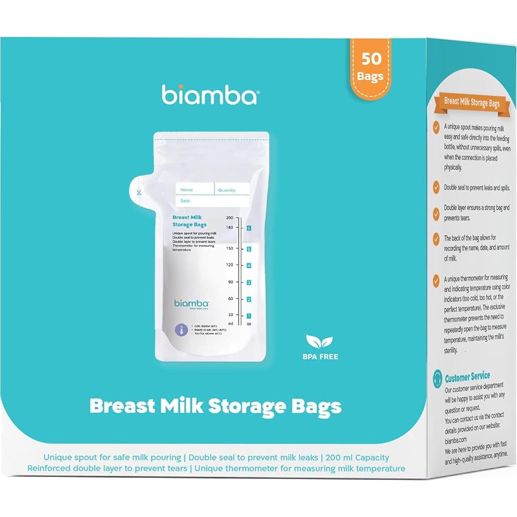 Bolsas de Almacenamiento de Leche Materna Biamba - 50 Piezas, 200ml