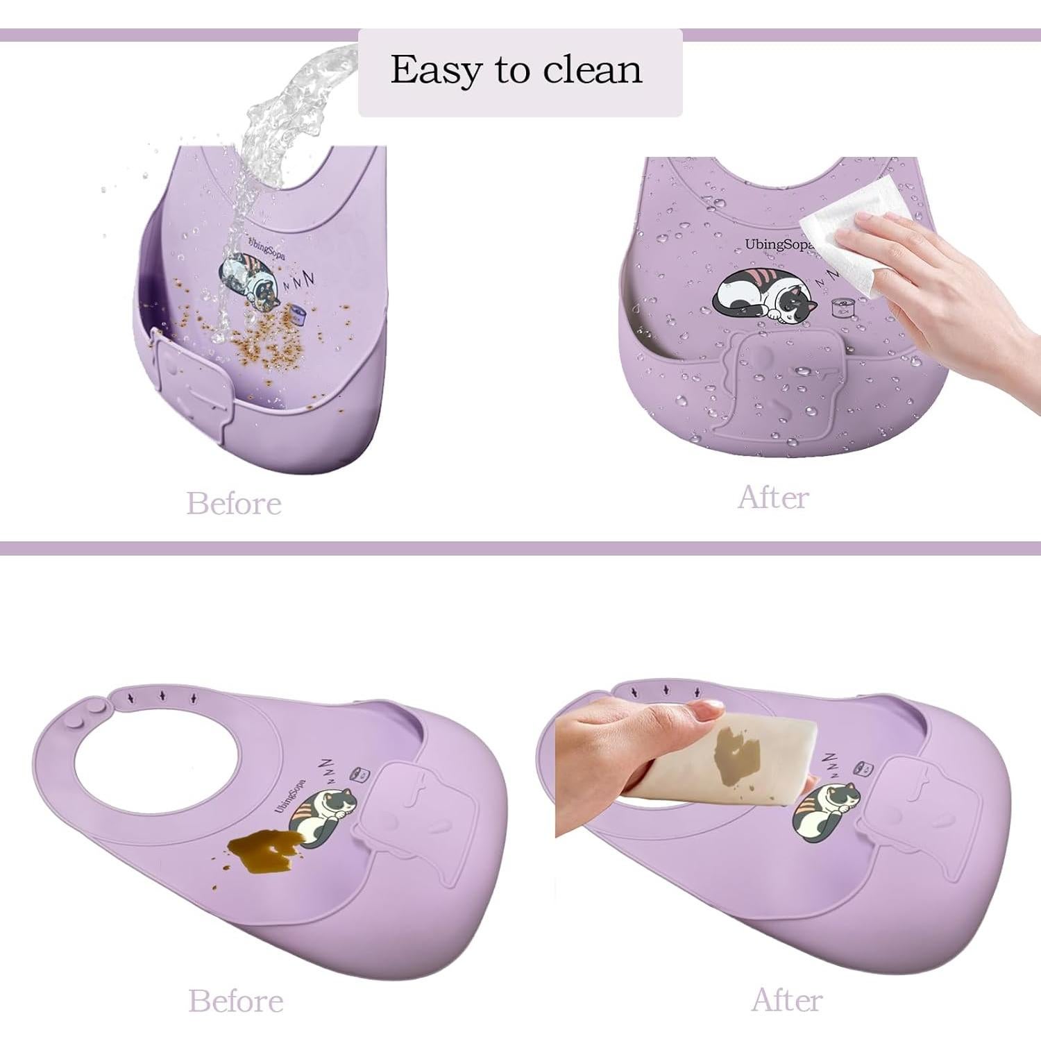 Baberos de Silicona Ajustables para Bebés - Suaves y Impermeables