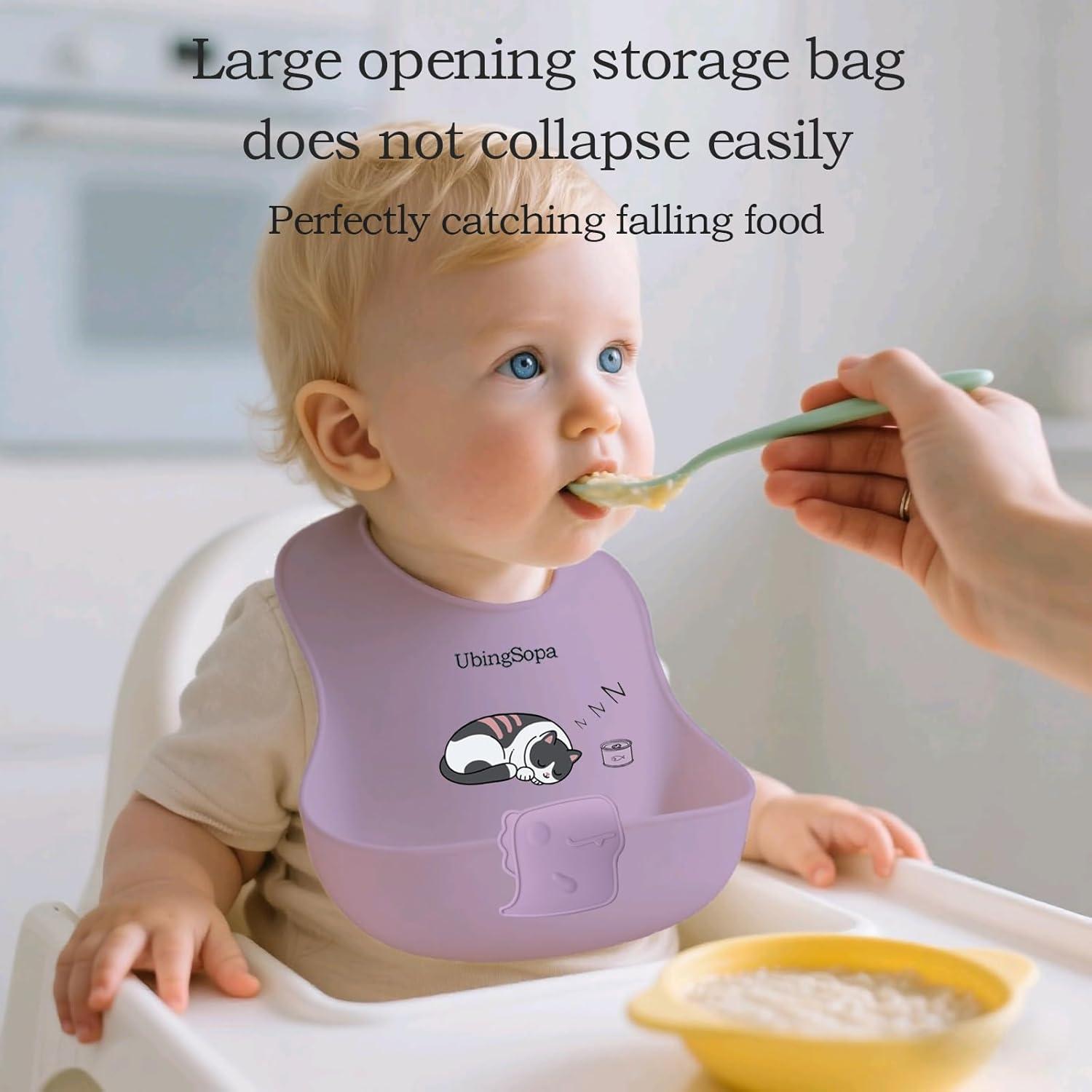 Baberos de Silicona Ajustables para Bebés - Suaves y Impermeables