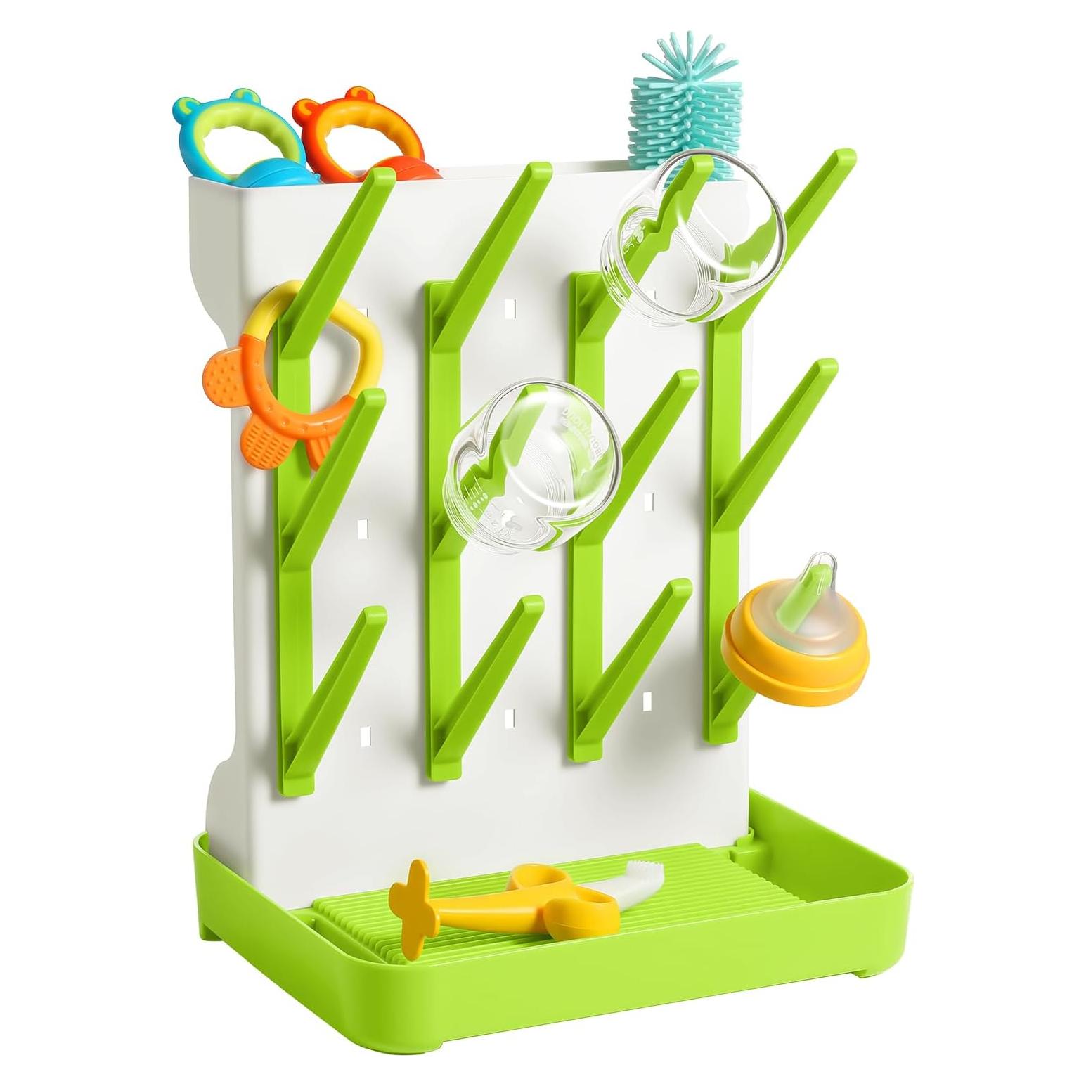 Soporte para Secado de Biberones MeCids Verde Ajustable 12 Biberones