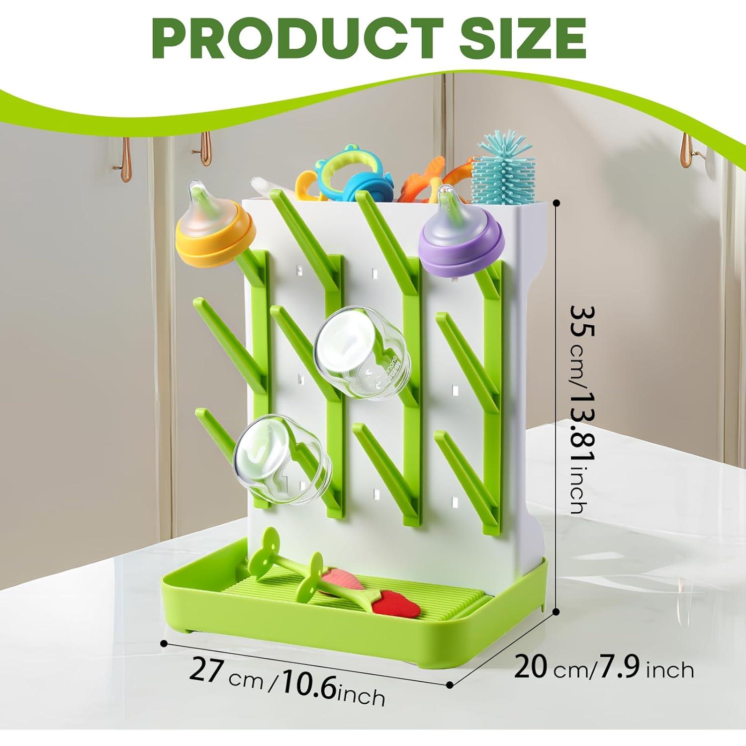 Soporte para Secado de Biberones MeCids Verde Ajustable 12 Biberones