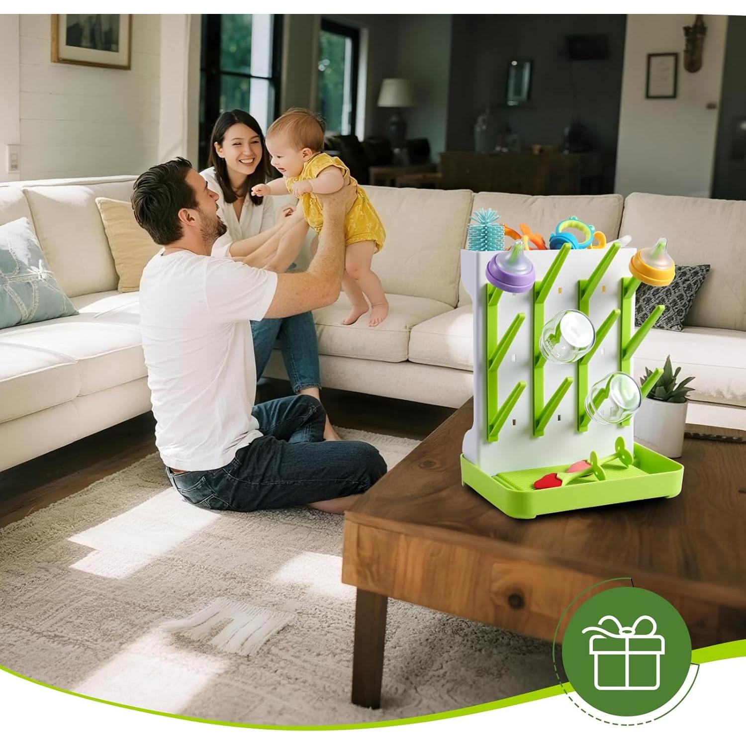 Soporte para Secado de Biberones MeCids Verde Ajustable 12 Biberones