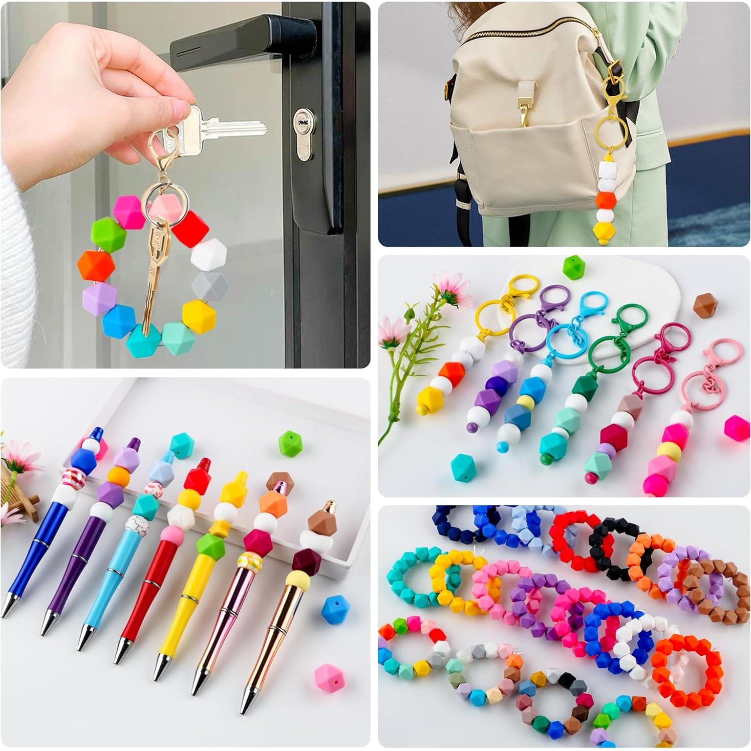 96 Perlas de Silicona Hexagonales 14mm Kovict Multicolor