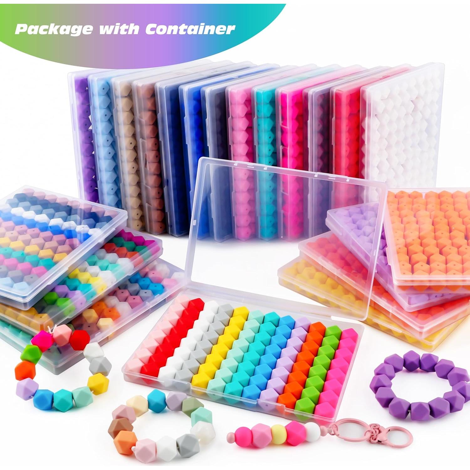 96 Perlas de Silicona Hexagonales 14mm Kovict Multicolor