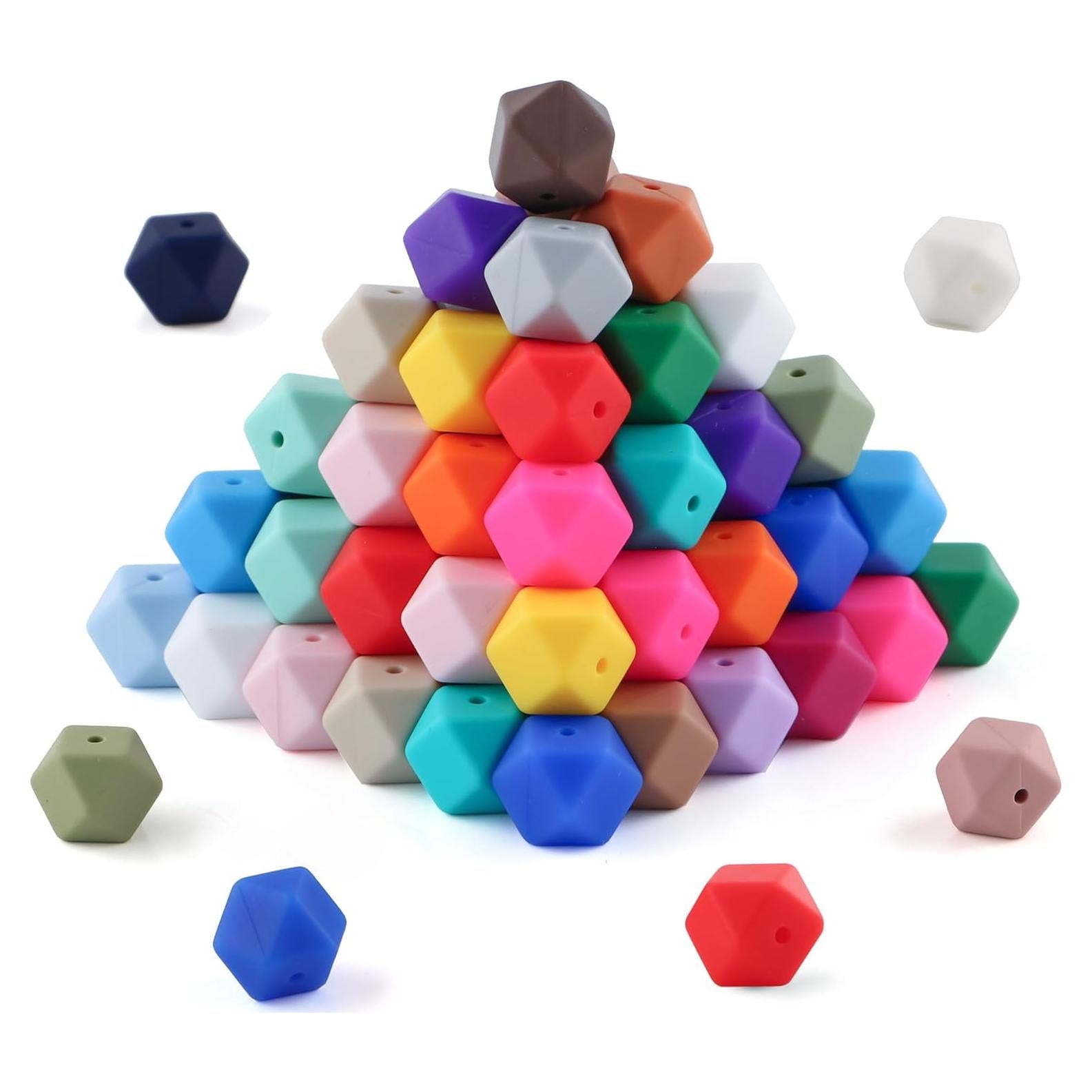 96 Perlas de Silicona Hexagonales 14mm HHCFAST Multicolor