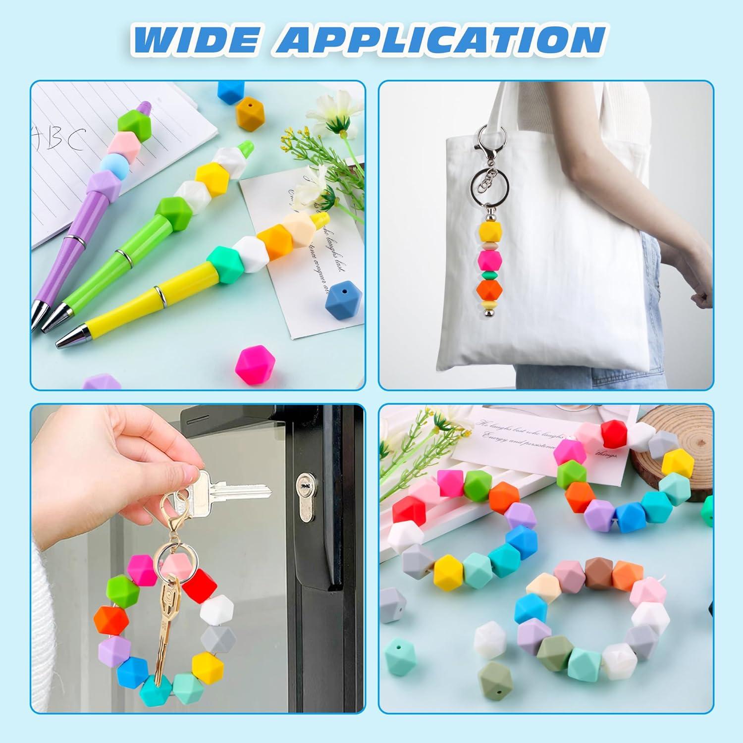 96 Perlas de Silicona Hexagonales 14mm HHCFAST Multicolor