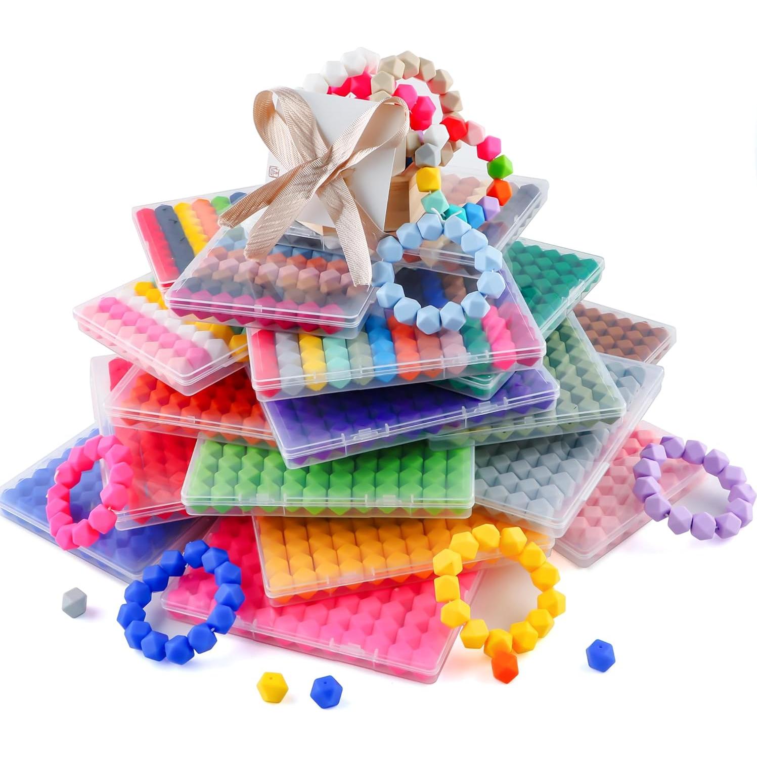 96 Perlas de Silicona Hexagonales 14mm HHCFAST Multicolor