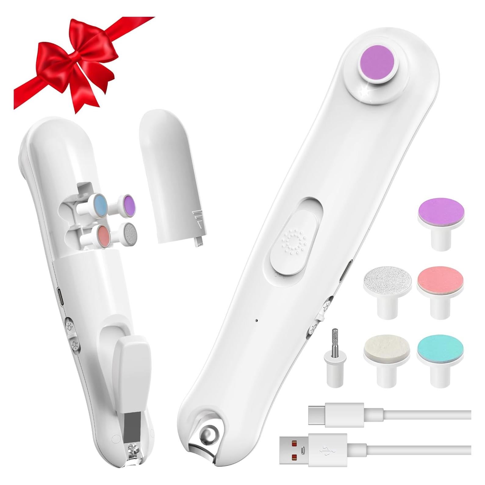 Cortador de Uñas Eléctrico YABORAS con Luz LED y 6 Cabezas