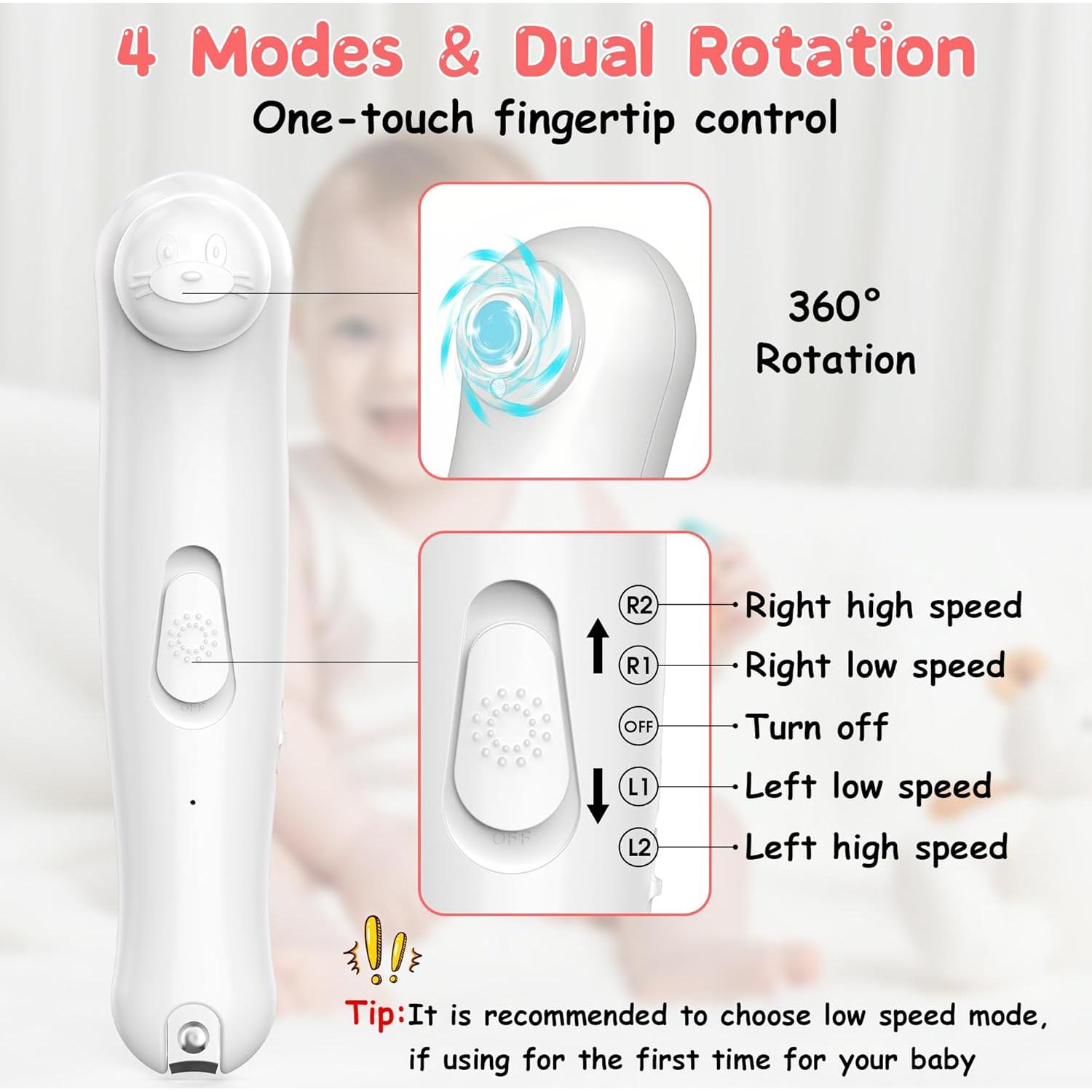 Cortador de Uñas Eléctrico YABORAS con Luz LED y 6 Cabezas