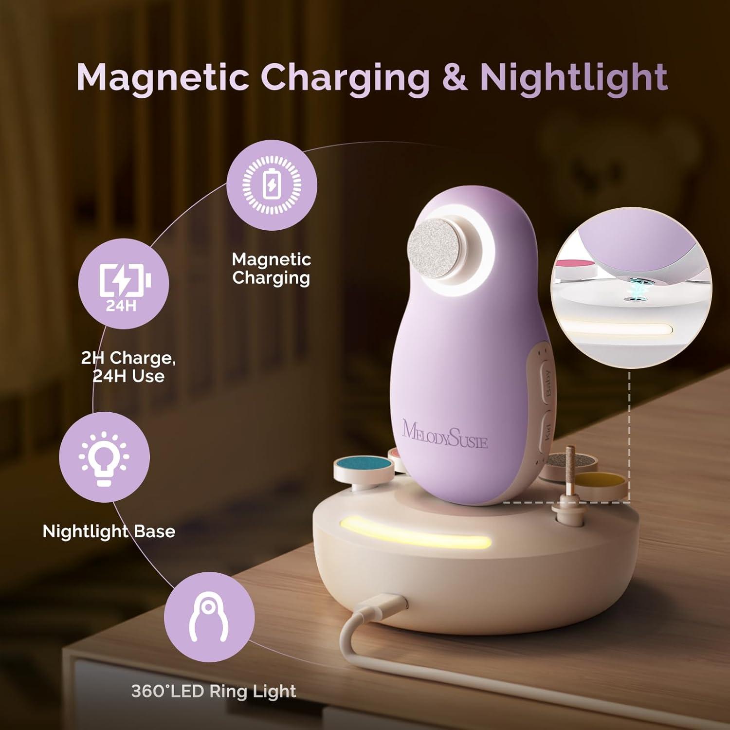 Cortador de Uñas Eléctrico MelodySusie para Bebés Púrpura