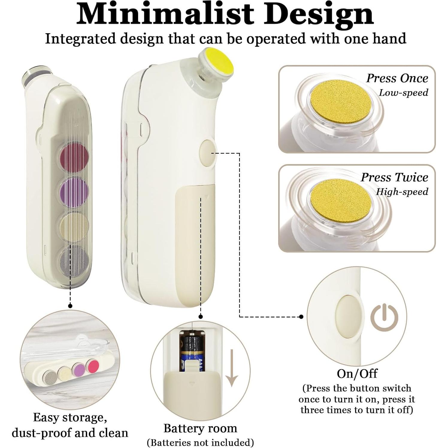 Cortador de Uñas Eléctrico WAAYAA para Bebés 2 Velocidades