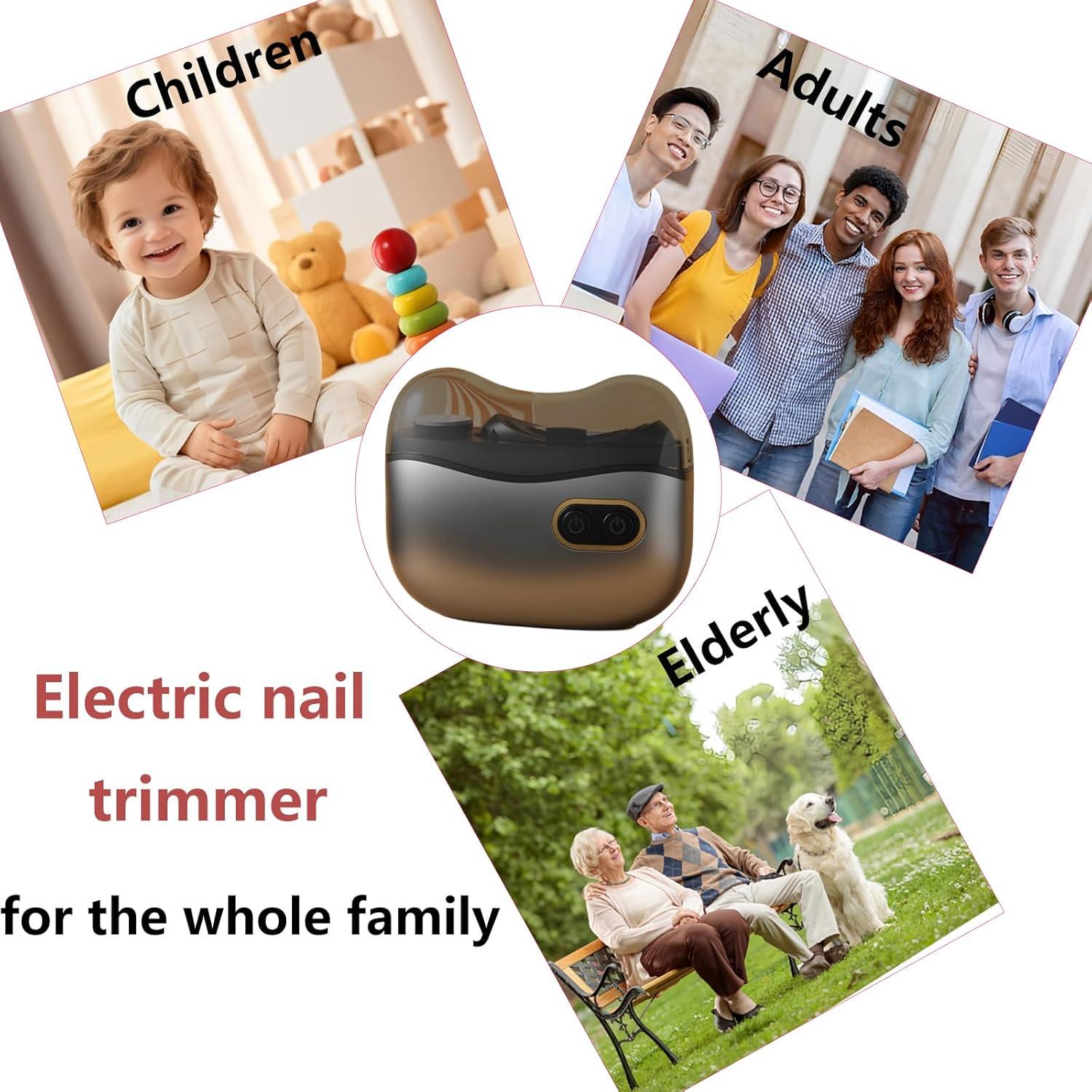 Cortador de Uñas Eléctrico Recargable PINjiaju 2-en-1 con Luz LED