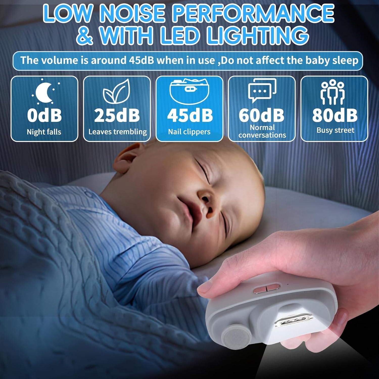 Cortador de Uñas Eléctrico 2 en 1 CCDobbs, USB, LED, Blanco