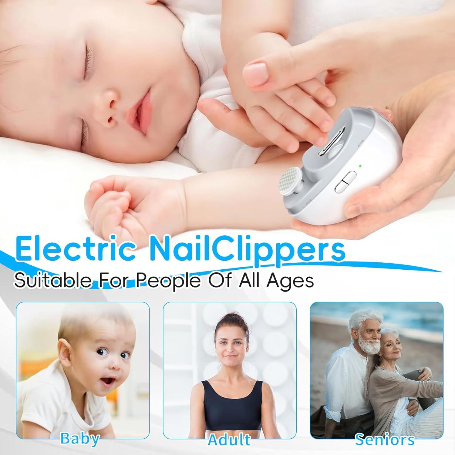 Cortador de Uñas Eléctrico 2 en 1 CCDobbs, USB, LED, Blanco