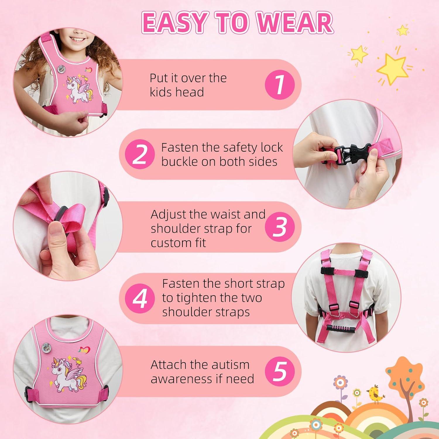 Arnés de Caminata Seguro para Niñas Rosa VJXM 23003 Ajustable