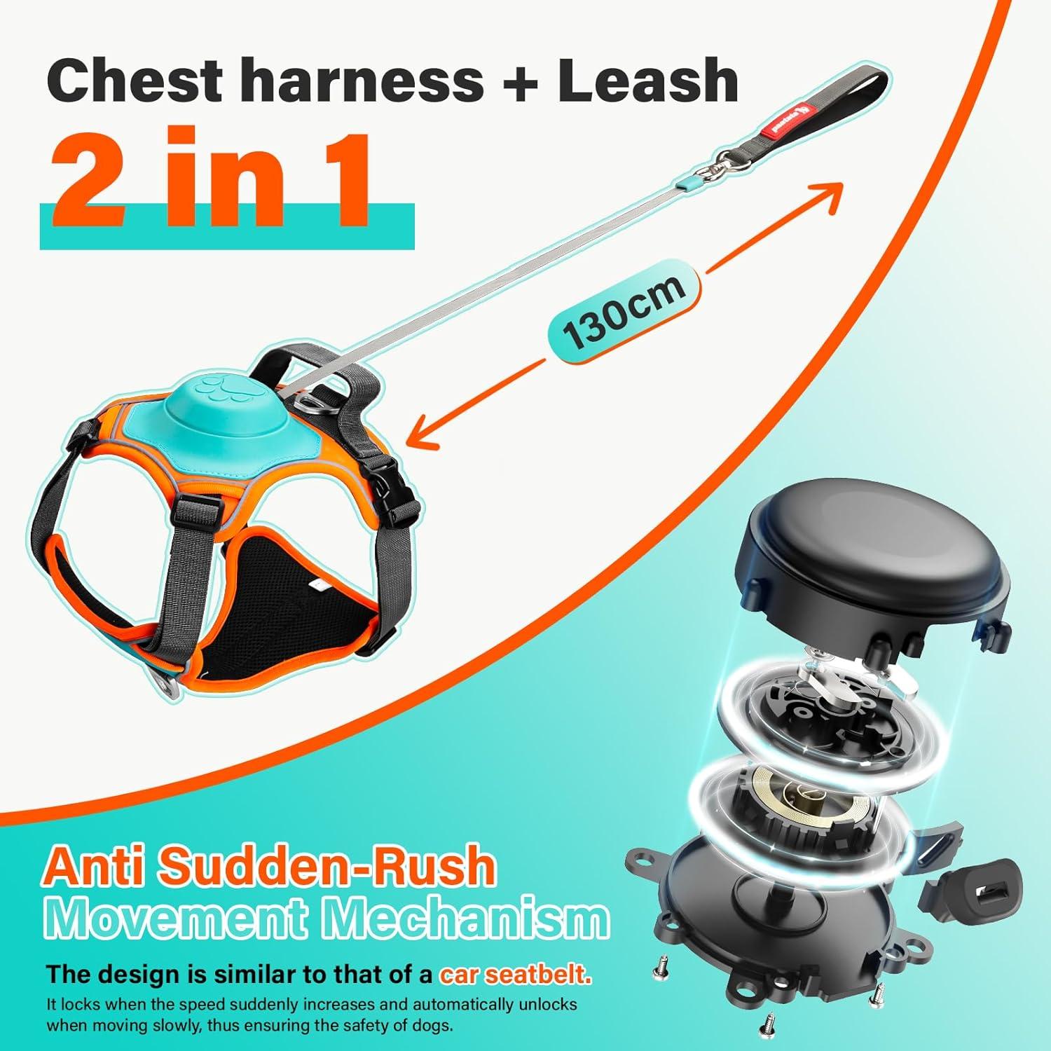 Arnés para Perros Paatata L Retráctil 2 en 1 con Correa