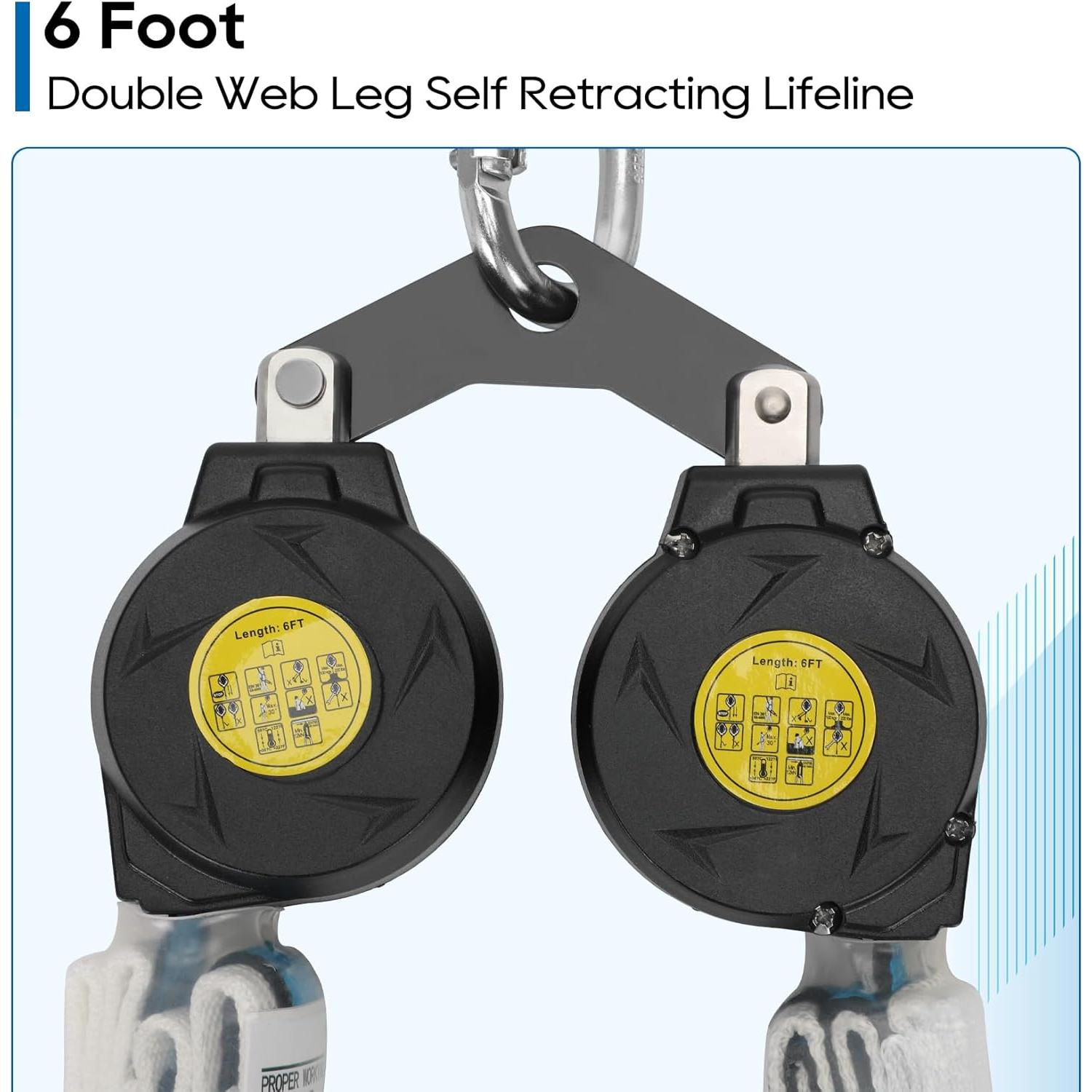 Cuerda de Seguridad Retráctil Doble Pierna Lonsge 6 pies